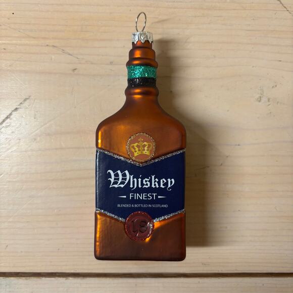 Wondershop EUC Whiskey Bottle Glass Christmas Tree Ornament Liquor Bottle 5" - Picture 1 of 2